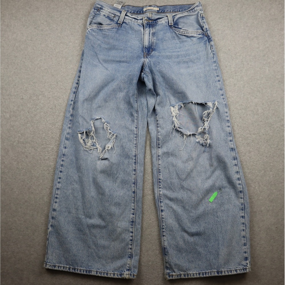 Levi's '94 Baggy Wide Leg Jeans Womens 31 Light Wash Distressed High Rise Denim